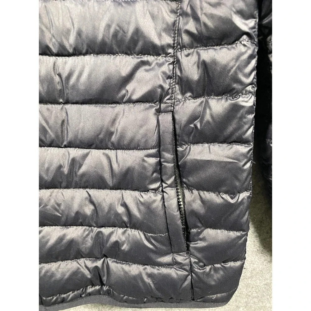 Athleta Girl Navy Blue Quilted Hooded Puffer Jacket Goose Down Fill Size L 12